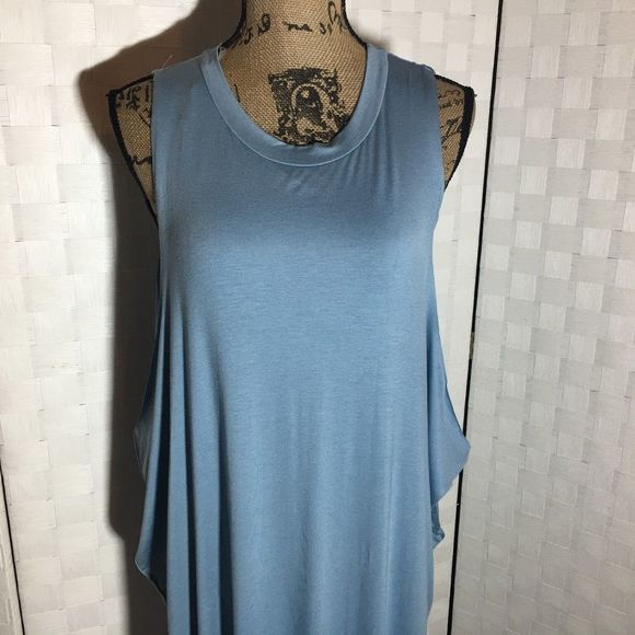 Elena Side Slit Overlay Blue Dress Small - Picture 8 of 11